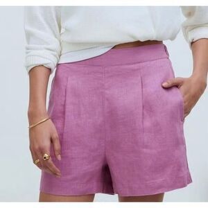 Madewell Clean Linen Pull On Shorts Shaded Pink Medium
